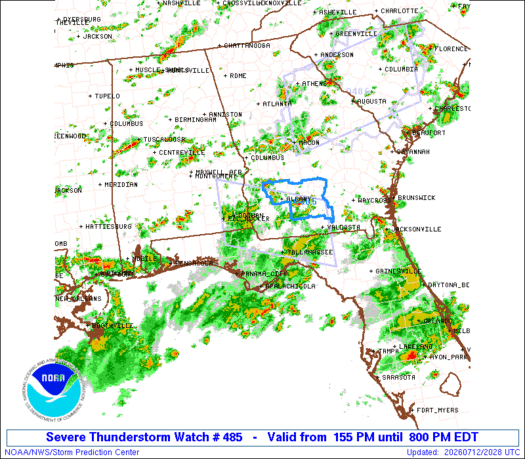 SPC Severe Thunderstorm Watch 485