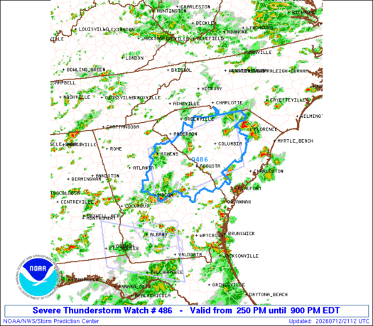 SPC Severe Thunderstorm Watch 486