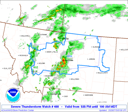 SPC Severe Thunderstorm Watch 488