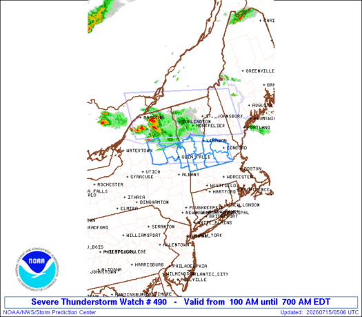 SPC Severe Thunderstorm Watch 490 Status Reports
