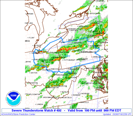 SPC Severe Thunderstorm Watch 492