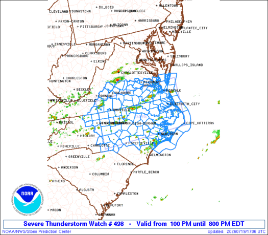 SPC Severe Thunderstorm Watch 498