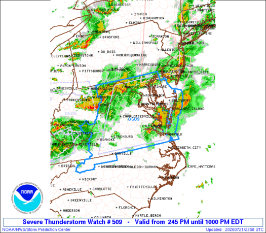 SPC Severe Thunderstorm Watch 509