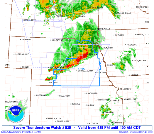 SPC Severe Thunderstorm Watch 535