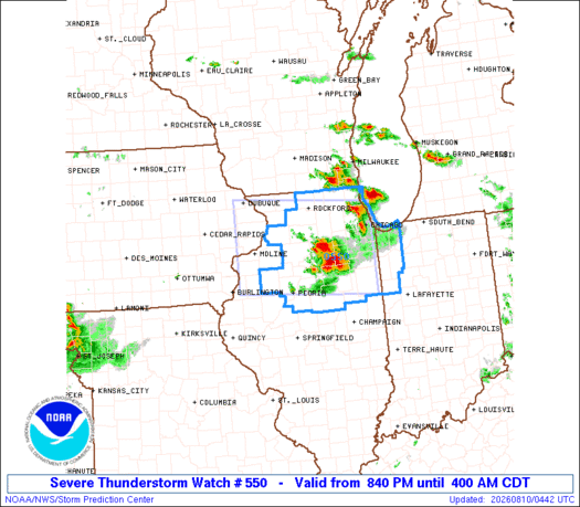 SPC Severe Thunderstorm Watch 550