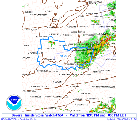 SPC Severe Thunderstorm Watch 554