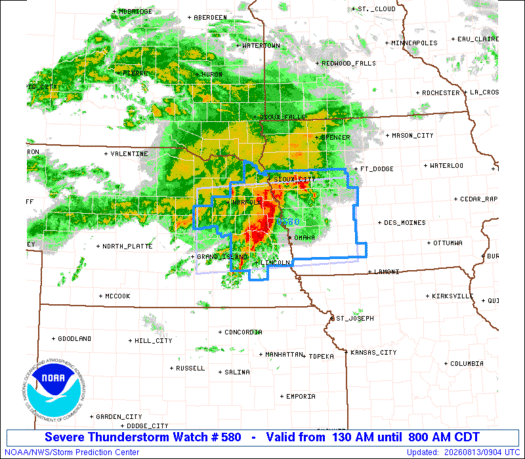 SPC Severe Thunderstorm Watch 580
