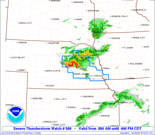 SPC Severe Thunderstorm Watch 599