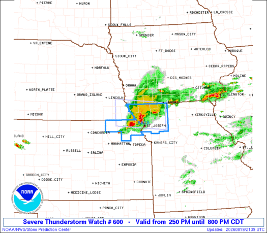SPC Severe Thunderstorm Watch 600