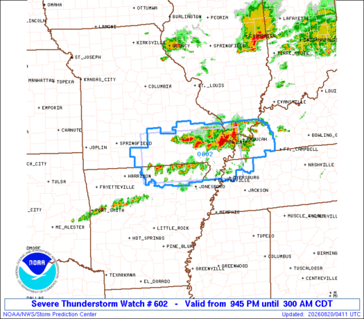 SPC Severe Thunderstorm Watch 602