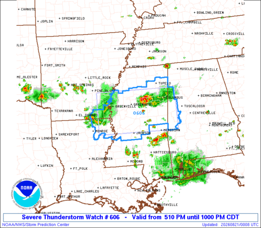SPC Severe Thunderstorm Watch 606