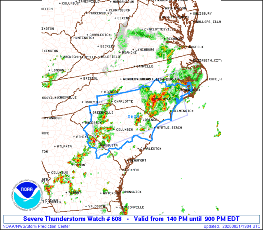 SPC Severe Thunderstorm Watch 608