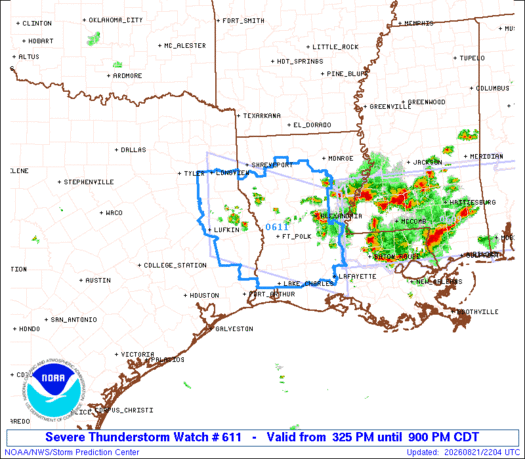 SPC Severe Thunderstorm Watch 611