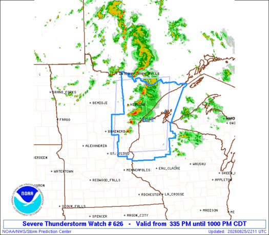SPC Severe Thunderstorm Watch 626