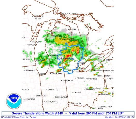 SPC Severe Thunderstorm Watch 648