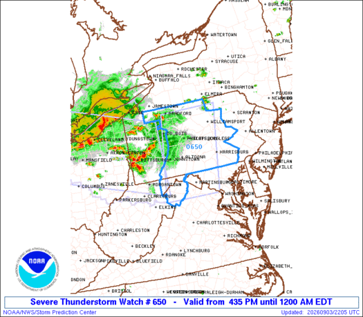 SPC Severe Thunderstorm Watch 650