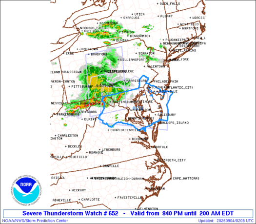 SPC Severe Thunderstorm Watch 652