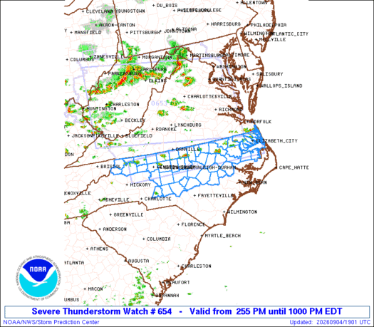 SPC Severe Thunderstorm Watch 654 Status Reports