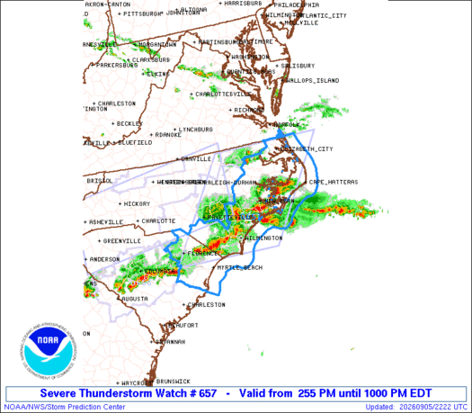 SPC Severe Thunderstorm Watch 657