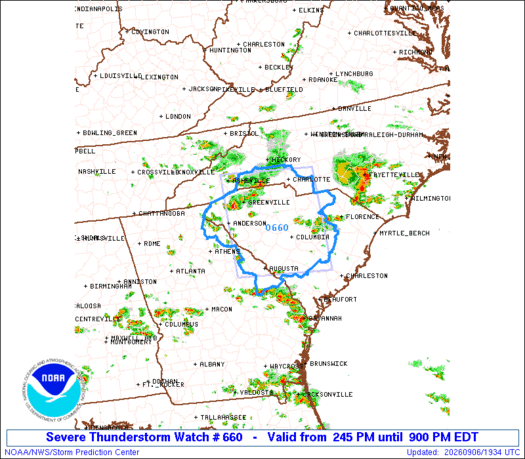 SPC Severe Thunderstorm Watch 660