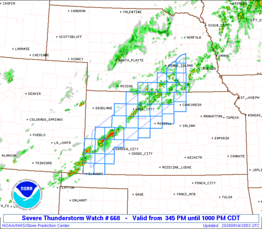 SPC Severe Thunderstorm Watch 668