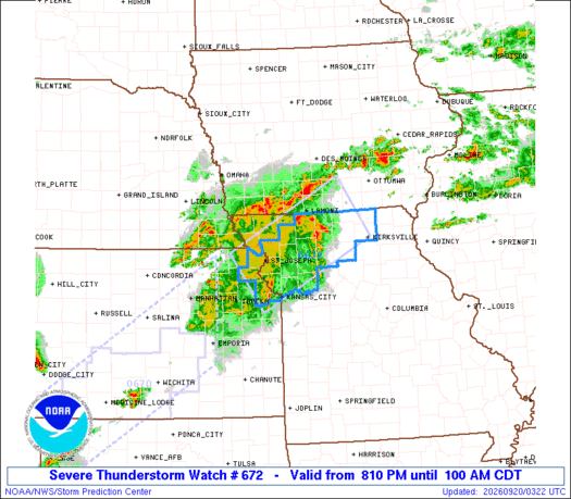 SPC Severe Thunderstorm Watch 672