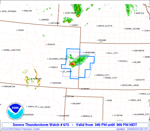 SPC Severe Thunderstorm Watch 673