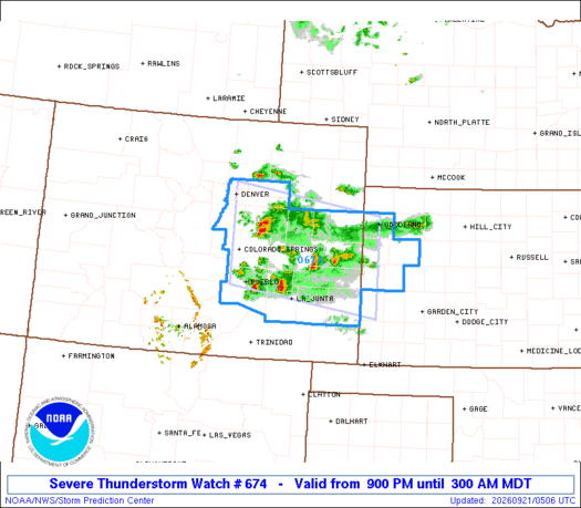 SPC Severe Thunderstorm Watch 674